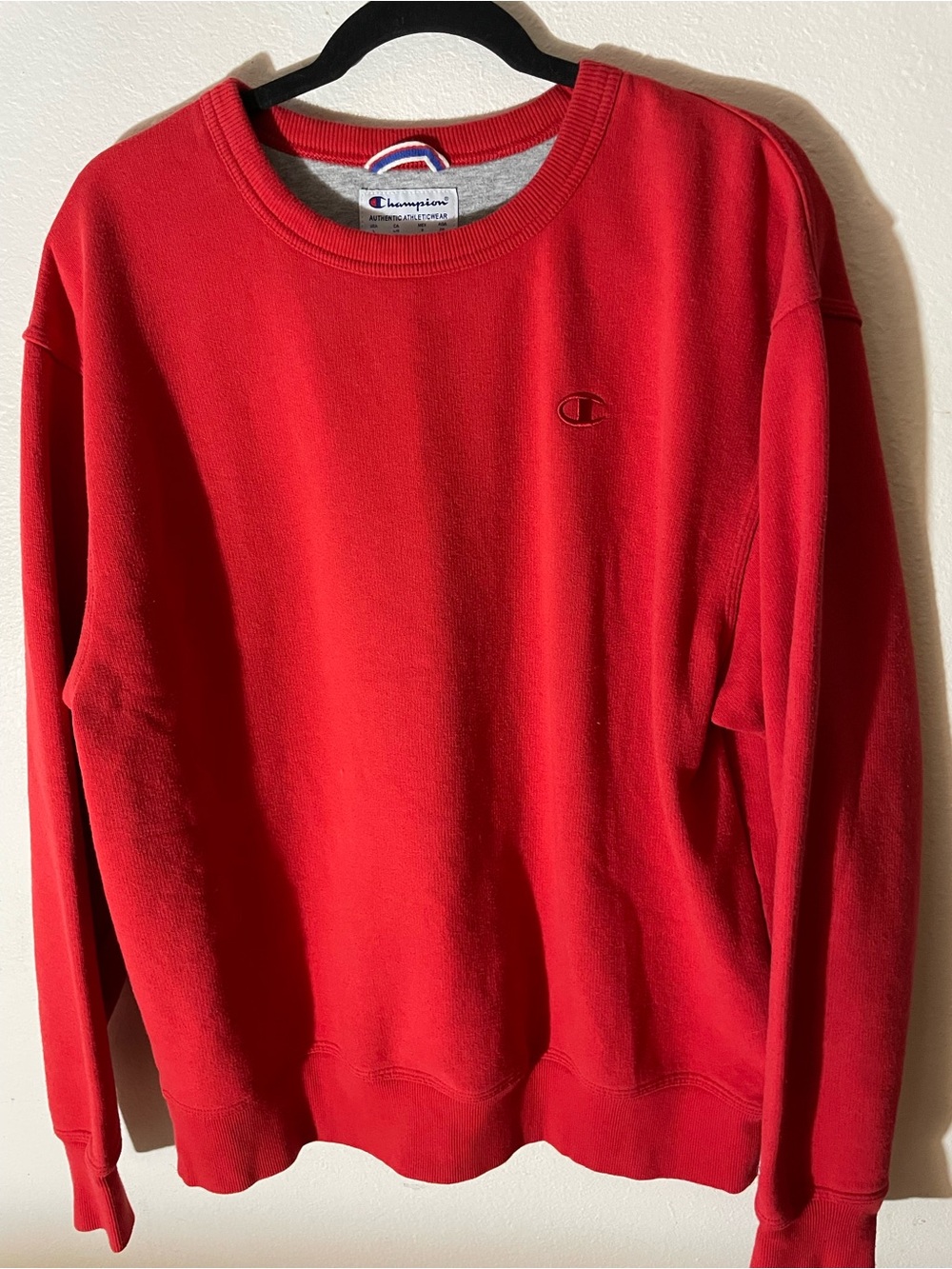 Champion Red Men’s Crewneck Sweatshirt with Embroidered C